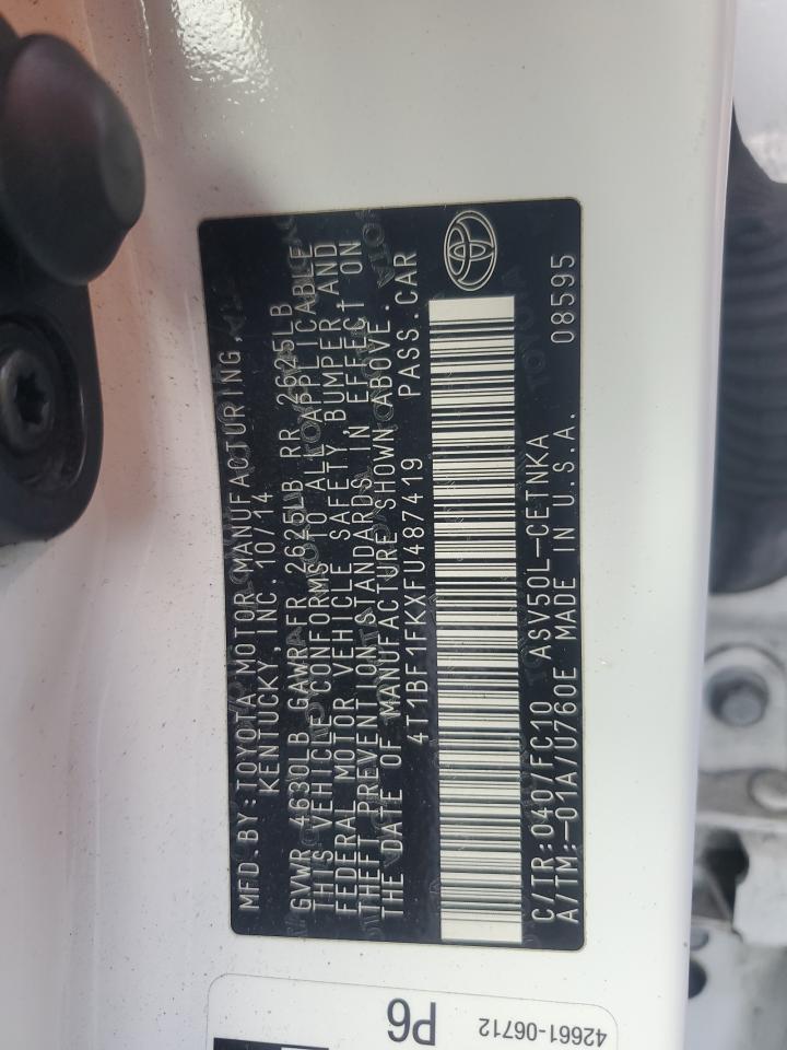 2015 Toyota Camry Le VIN: 4T1BF1FKXFU487419 Lot: 82404345