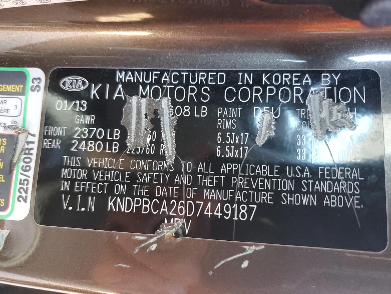 2013 Kia Sportage Lx VIN: KNDPBCA26D7449187 Lot: 84181065