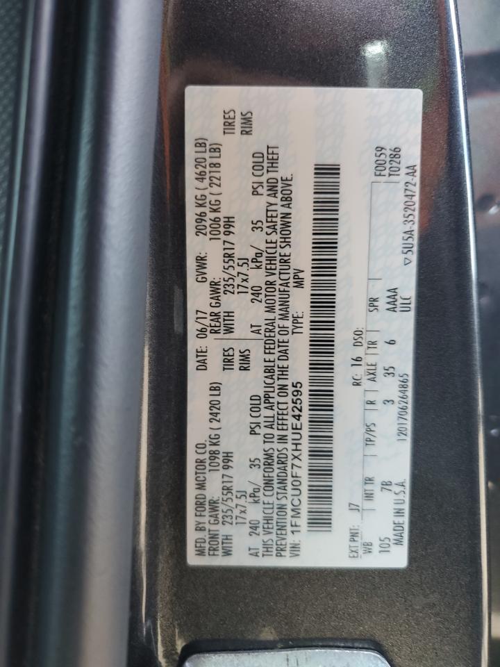 2017 Ford Escape S VIN: 1FMCU0F7XHUE42595 Lot: 86547795