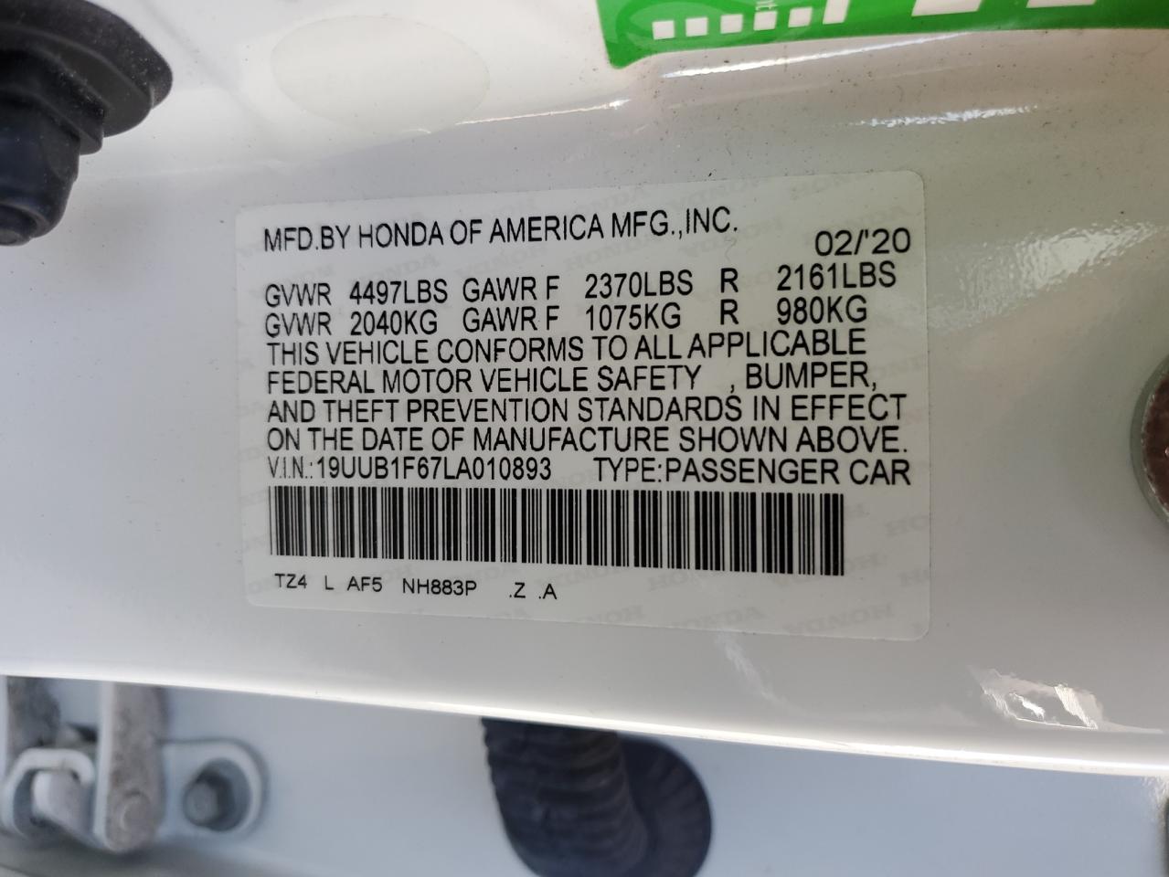 2020 Acura Tlx Technology VIN: 19UUB1F67LA010893 Lot: 82230015