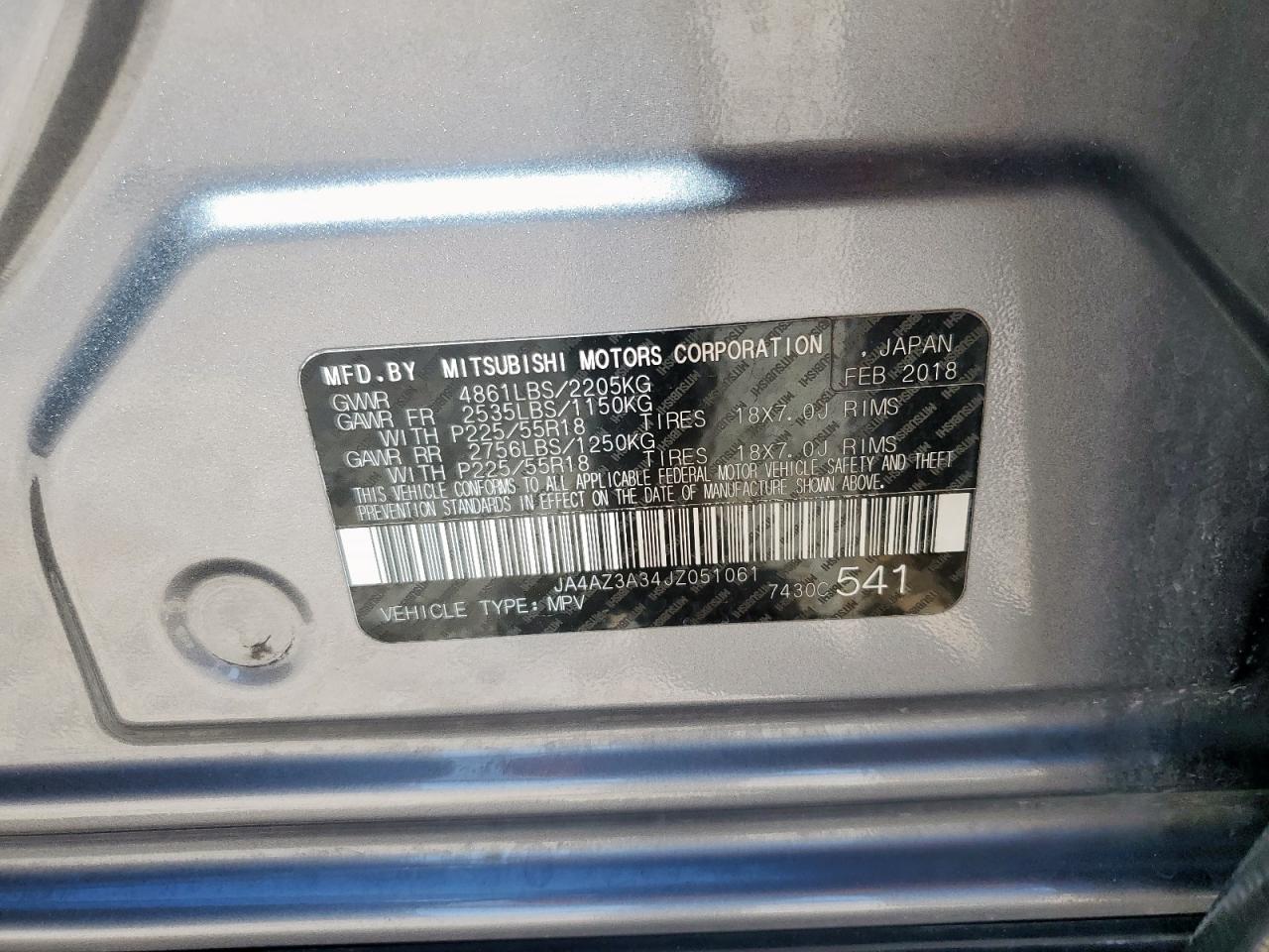 2018 Mitsubishi Outlander Se VIN: JA4AZ3A34JZ051061 Lot: 90997575