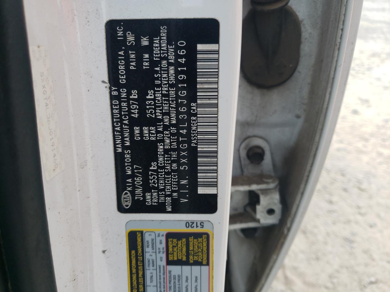 2018 Kia Optima Lx VIN: 5XXGT4L36JG191460 Lot: 82178795