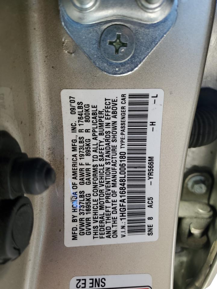 2008 Honda Civic Ex VIN: 1HGFA16848L006180 Lot: 86137955