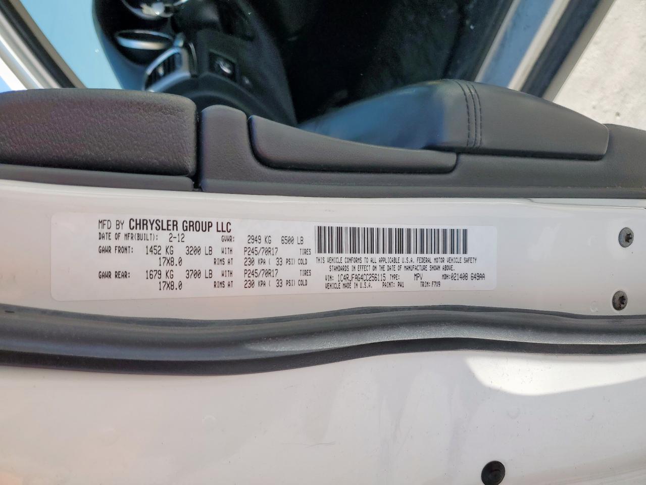 2012 Jeep Grand Cherokee Laredo VIN: 1C4RJFAG4CC256115 Lot: 81982645