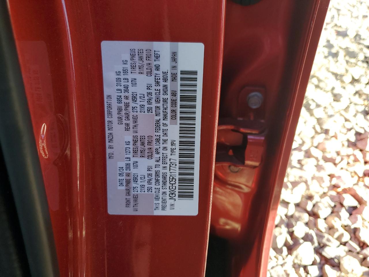 2024 Mazda Cx-90 Premium Plus VIN: JM3KKEHC5R1177317 Lot: 85905495