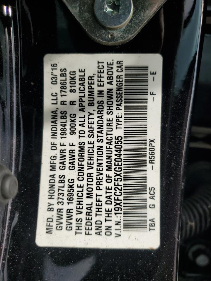 2016 Honda Civic Lx VIN: 19XFC2F5XGE044055 Lot: 85883725