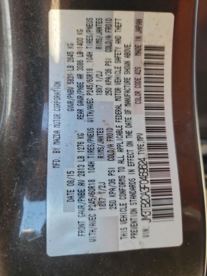 2015 Mazda Cx-9 Touring VIN: JM3TB2CA3F0469624 Lot: 81937495