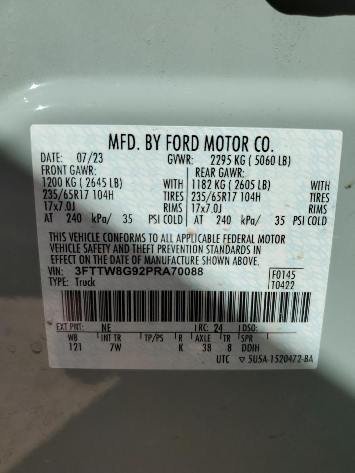 2023 Ford Maverick Xlt VIN: 3FTTW8G92PRA70088 Lot: 86276265