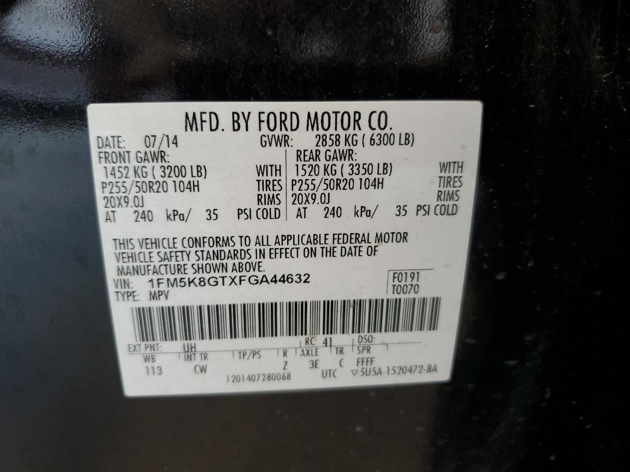 2015 Ford Explorer Sport VIN: 1FM5K8GTXFGA44632 Lot: 81985755