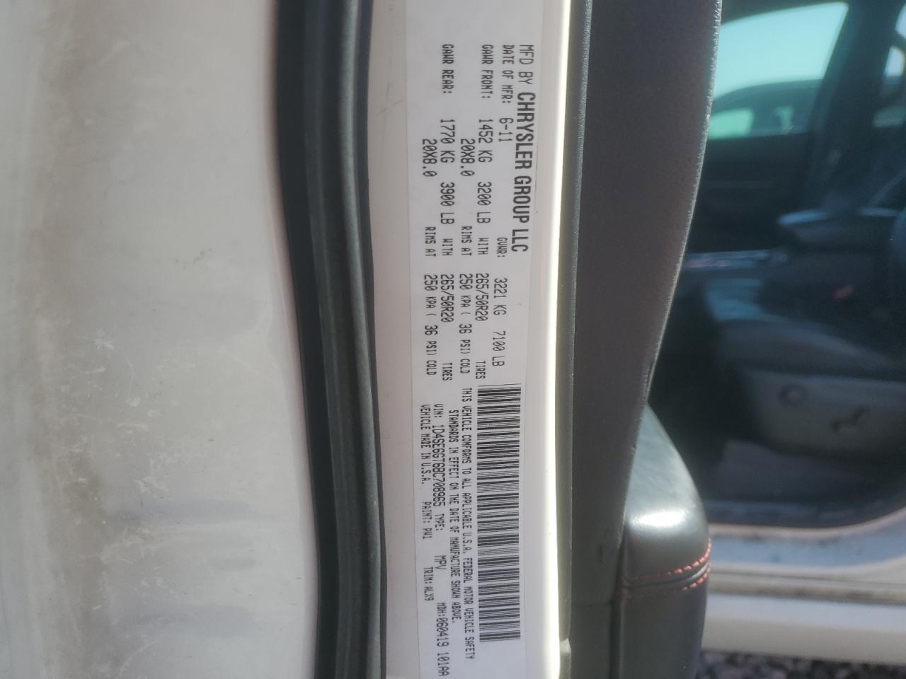 2011 Dodge Durango R/T VIN: 1D4SE6GT6BC708965 Lot: 85103465