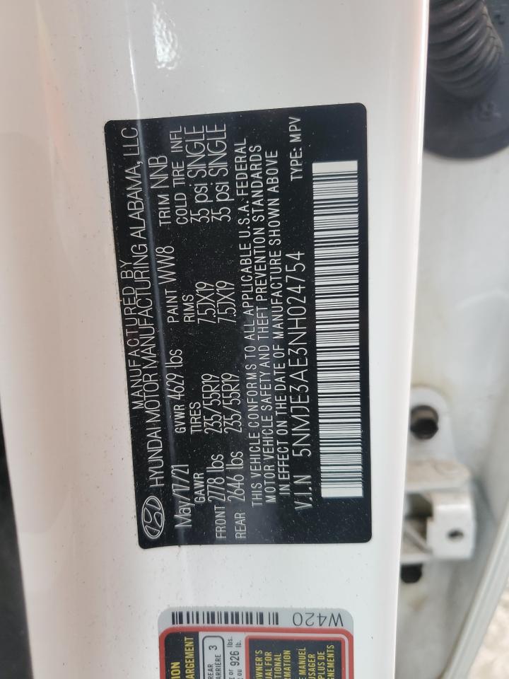 2022 Hyundai Tucson Limited VIN: 5NMJE3AE3NH024754 Lot: 85006905