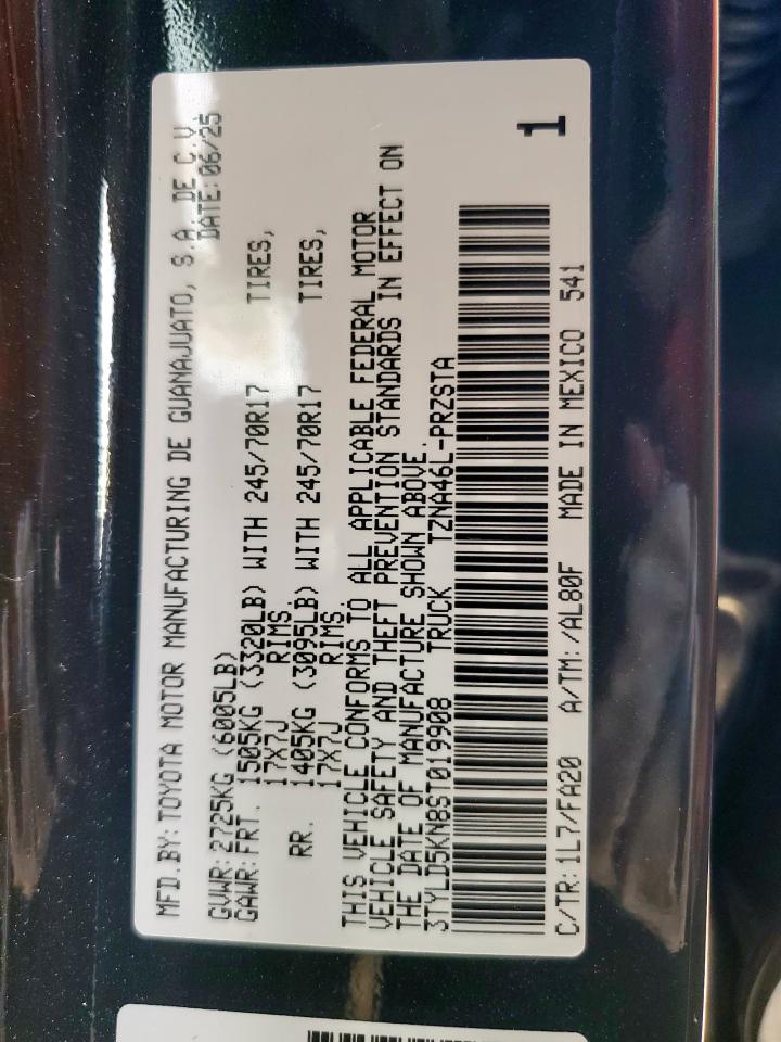 2025 Toyota Tacoma Double Cab VIN: 3TYLD5KN8ST019908 Lot: 85742045