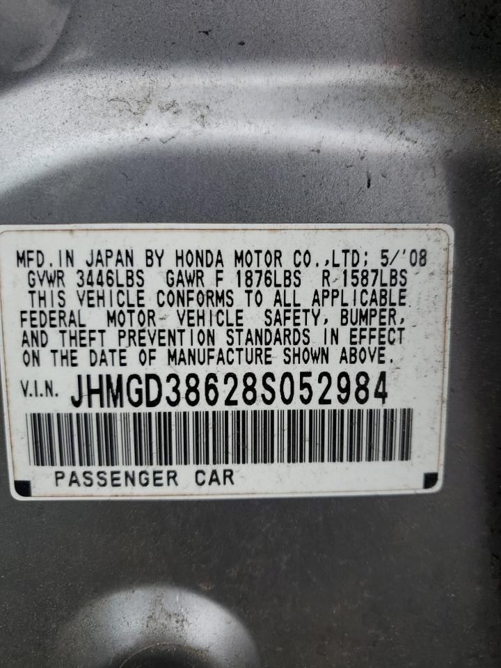 2008 Honda Fit Sport VIN: JHMGD38628S052984 Lot: 86184725