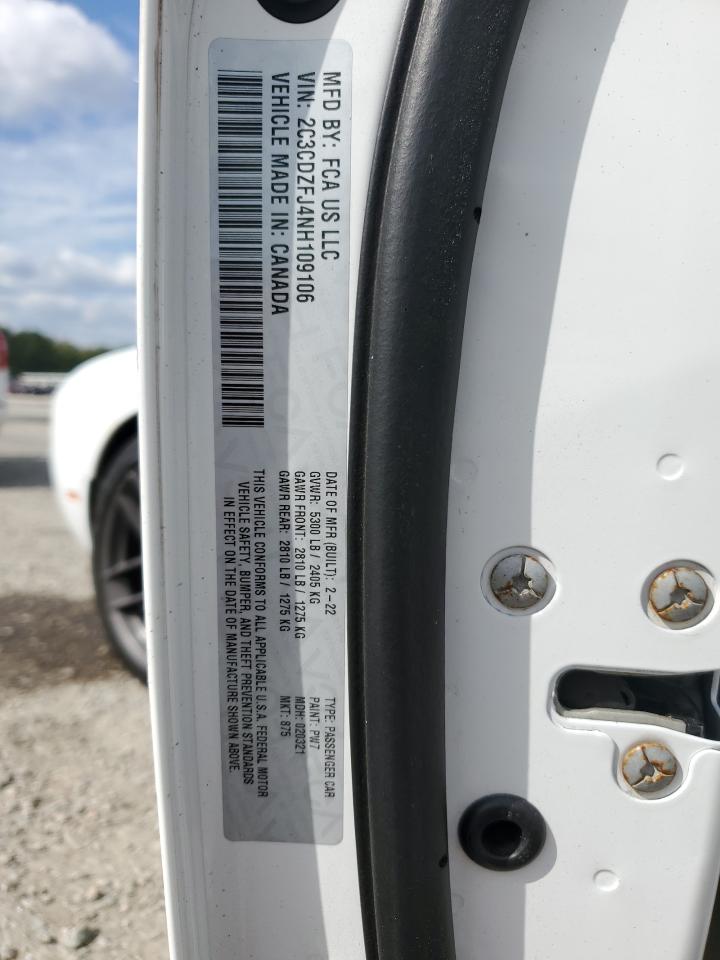 2022 Dodge Challenger R/T Scat Pack VIN: 2C3CDZFJ4NH109106 Lot: 84819375