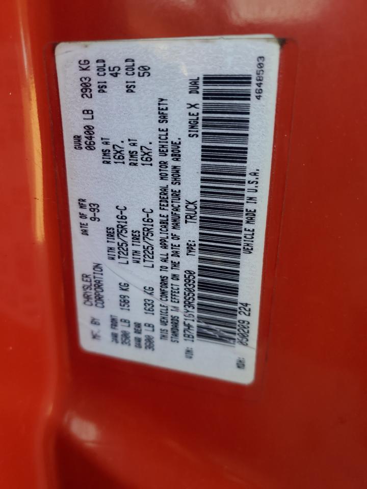 1994 Dodge Ram 1500 VIN: 1B7HF16Y3RS503950 Lot: 89710375