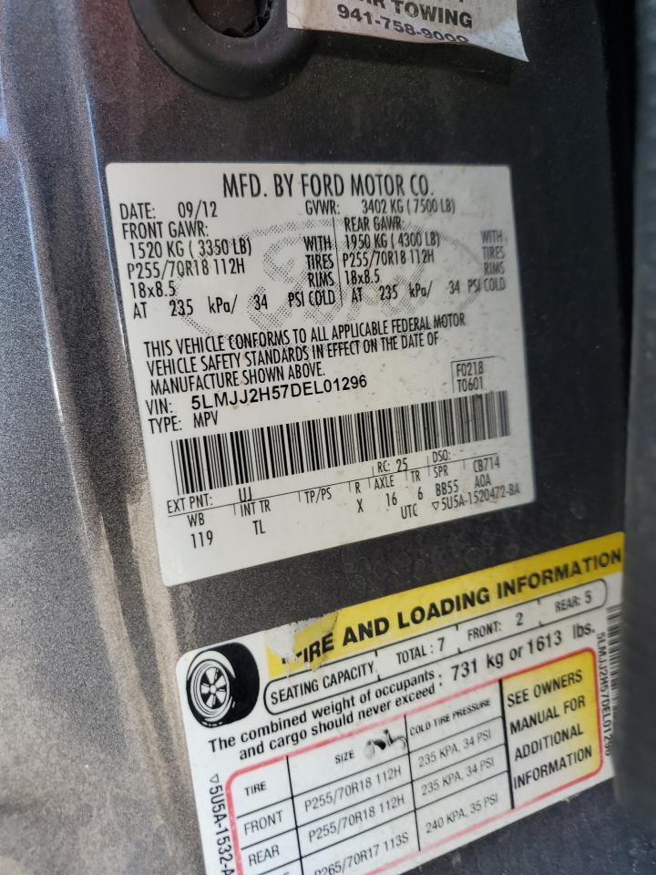 2013 Lincoln Navigator VIN: 5LMJJ2H57DEL01296 Lot: 85401435