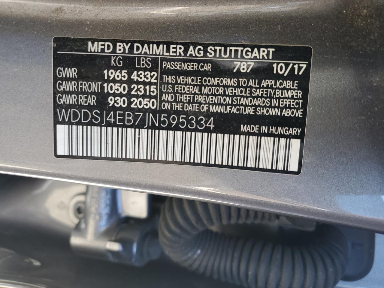 2018 Mercedes-Benz Cla 250 VIN: WDDSJ4EB7JN595334 Lot: 82550735