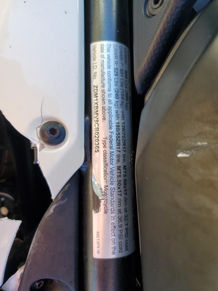 2012 Ducati Superbike 848 VIN: ZDM1XBMV8CB020365 Lot: 87248035