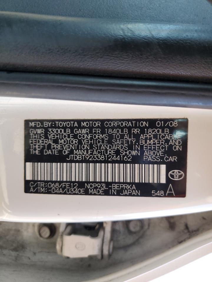 2008 Toyota Yaris VIN: JTDBT923381244162 Lot: 82422925