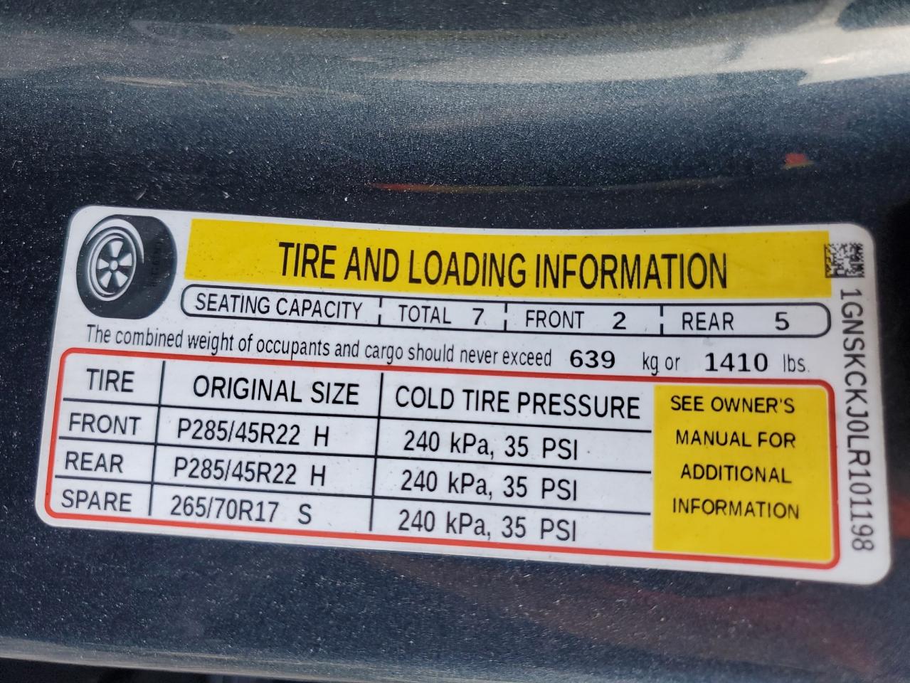 2020 Chevrolet Tahoe K1500 Premier VIN: 1GNSKCKJ0LR101198 Lot: 84955895