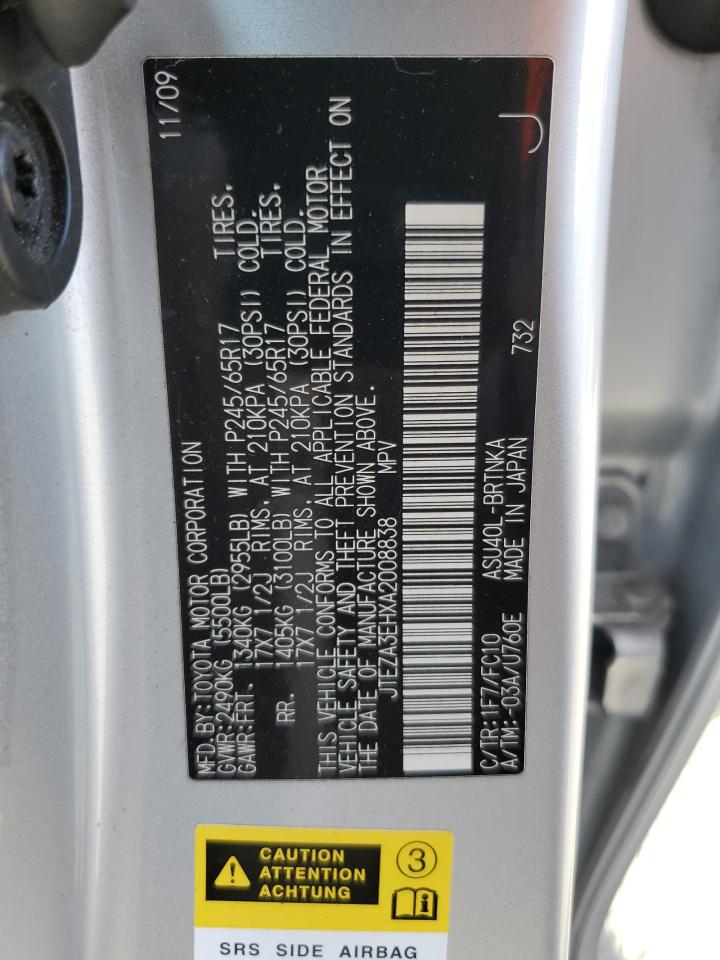 2010 Toyota Highlander VIN: JTEZA3EHXA2008838 Lot: 82288015