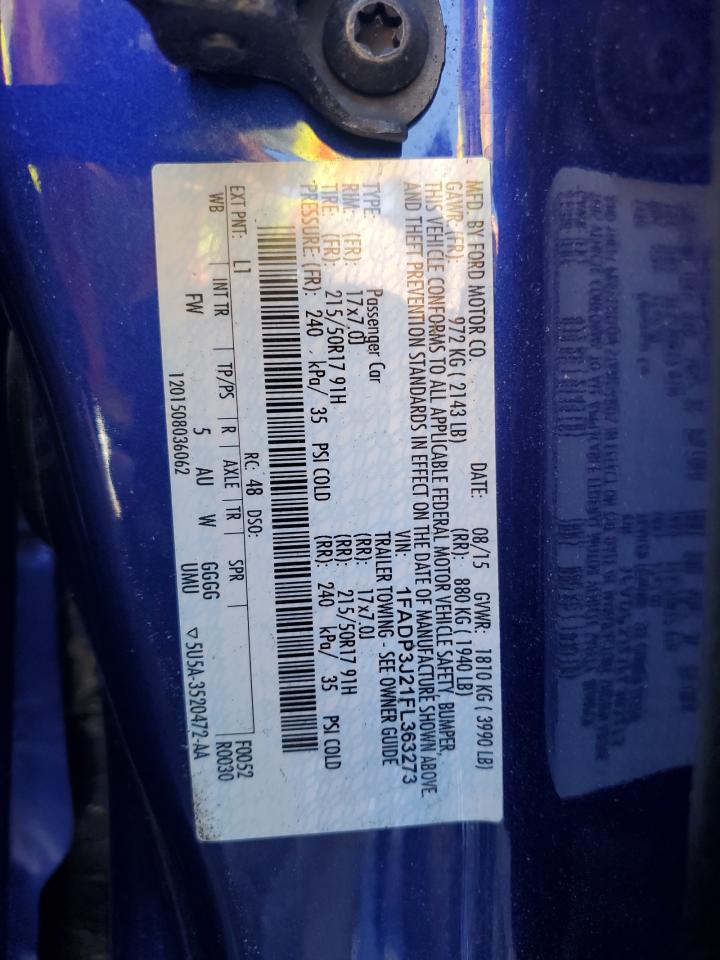 2015 Ford Focus Titanium VIN: 1FADP3J21FL363273 Lot: 85180025