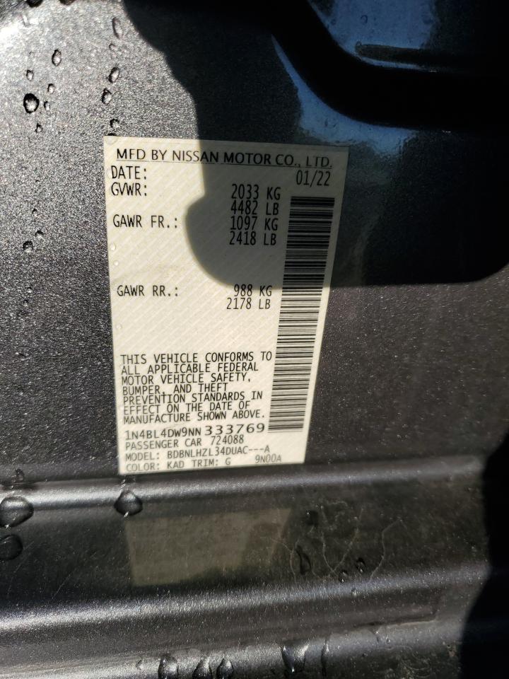 2022 Nissan Altima Sv VIN: 1N4BL4DW9NN333769 Lot: 82412735