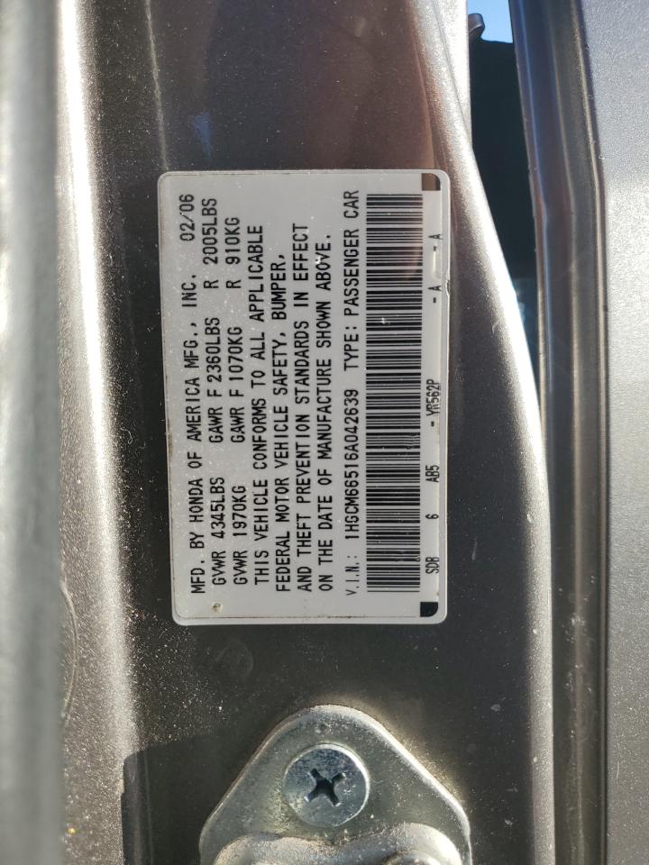 2006 Honda Accord Ex VIN: 1HGCM66516A042639 Lot: 81935685