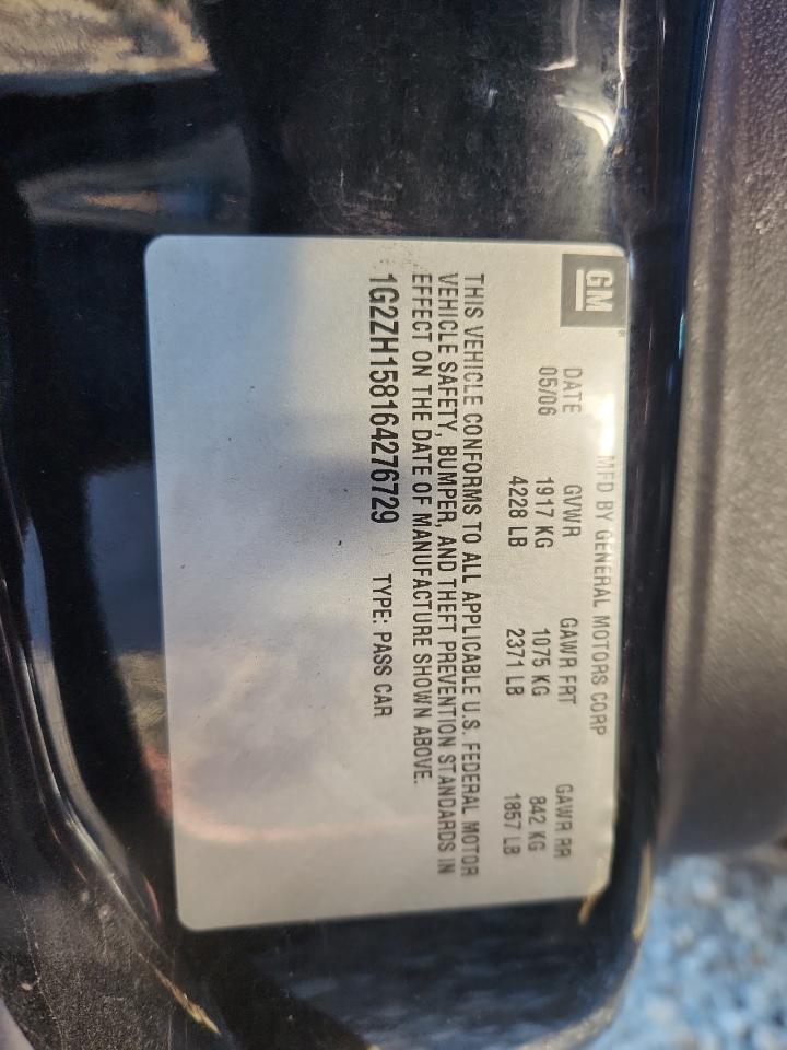 2006 Pontiac G6 Gt VIN: 1G2ZH158164276729 Lot: 89494465