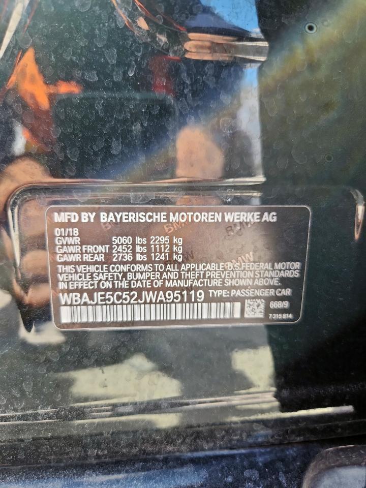 2018 BMW 540 I VIN: WBAJE5C52JWA95119 Lot: 85512755