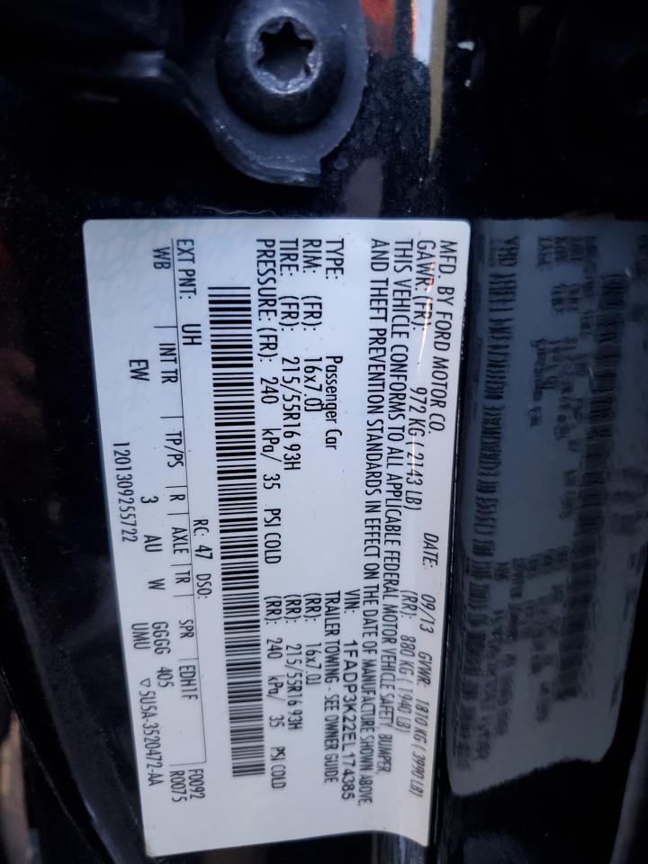 2014 Ford Focus Se VIN: 1FADP3K22EL174385 Lot: 82113785