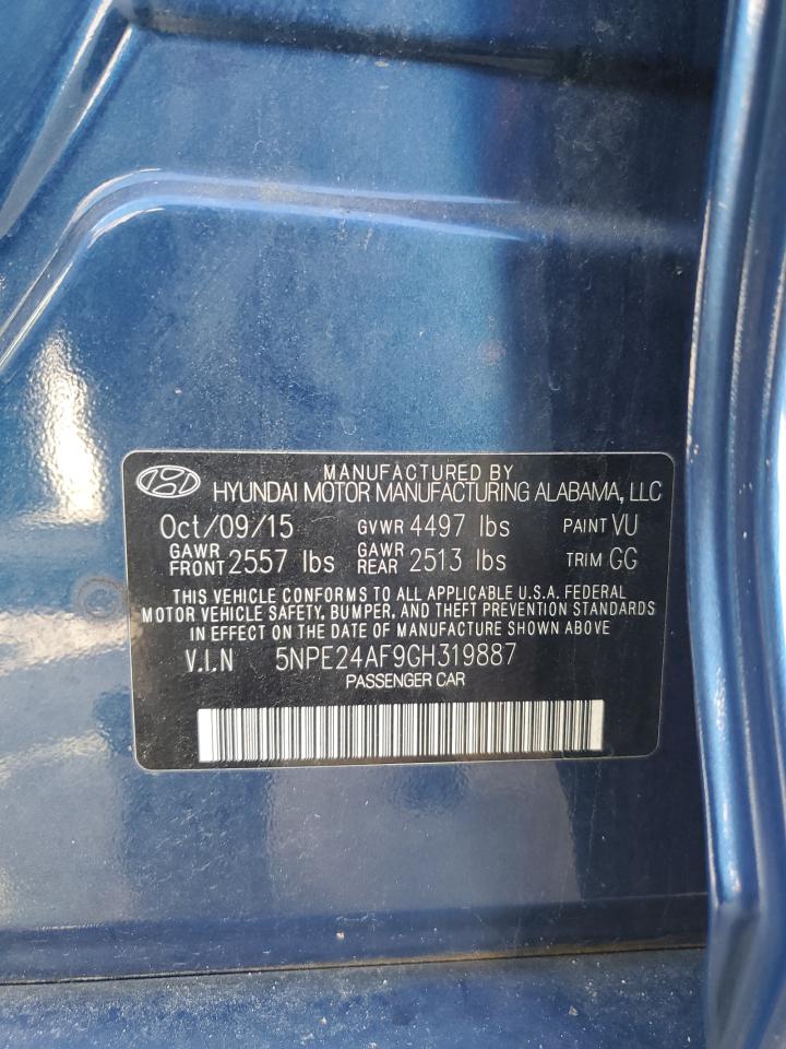 2016 Hyundai Sonata Se VIN: 5NPE24AF9GH319887 Lot: 82323785