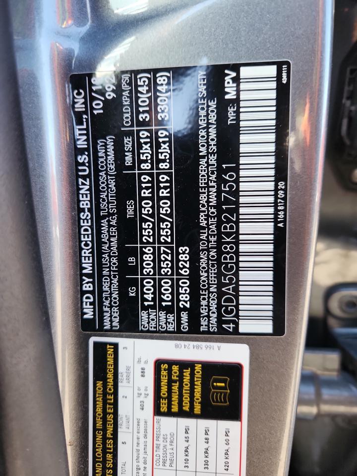 2019 Mercedes-Benz Gle 400 4Matic VIN: 4JGDA5GB8KB217561 Lot: 85919225