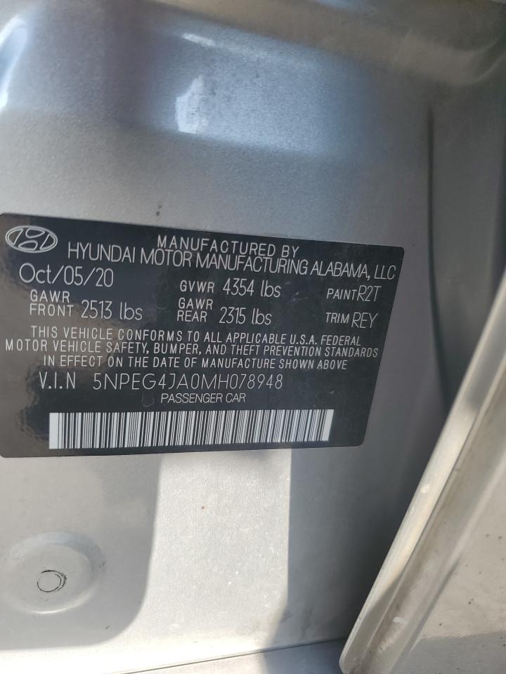 2021 Hyundai Sonata Se VIN: 5NPEG4JA0MH078948 Lot: 82244195