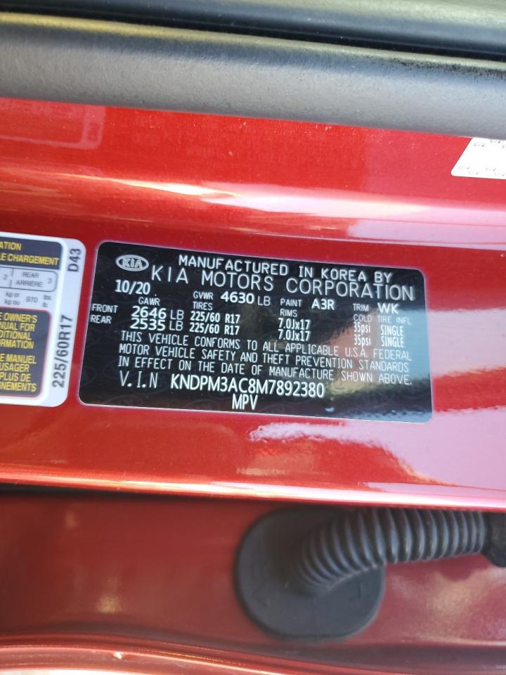 2021 Kia Sportage Lx VIN: KNDPM3AC8M7892380 Lot: 82271015