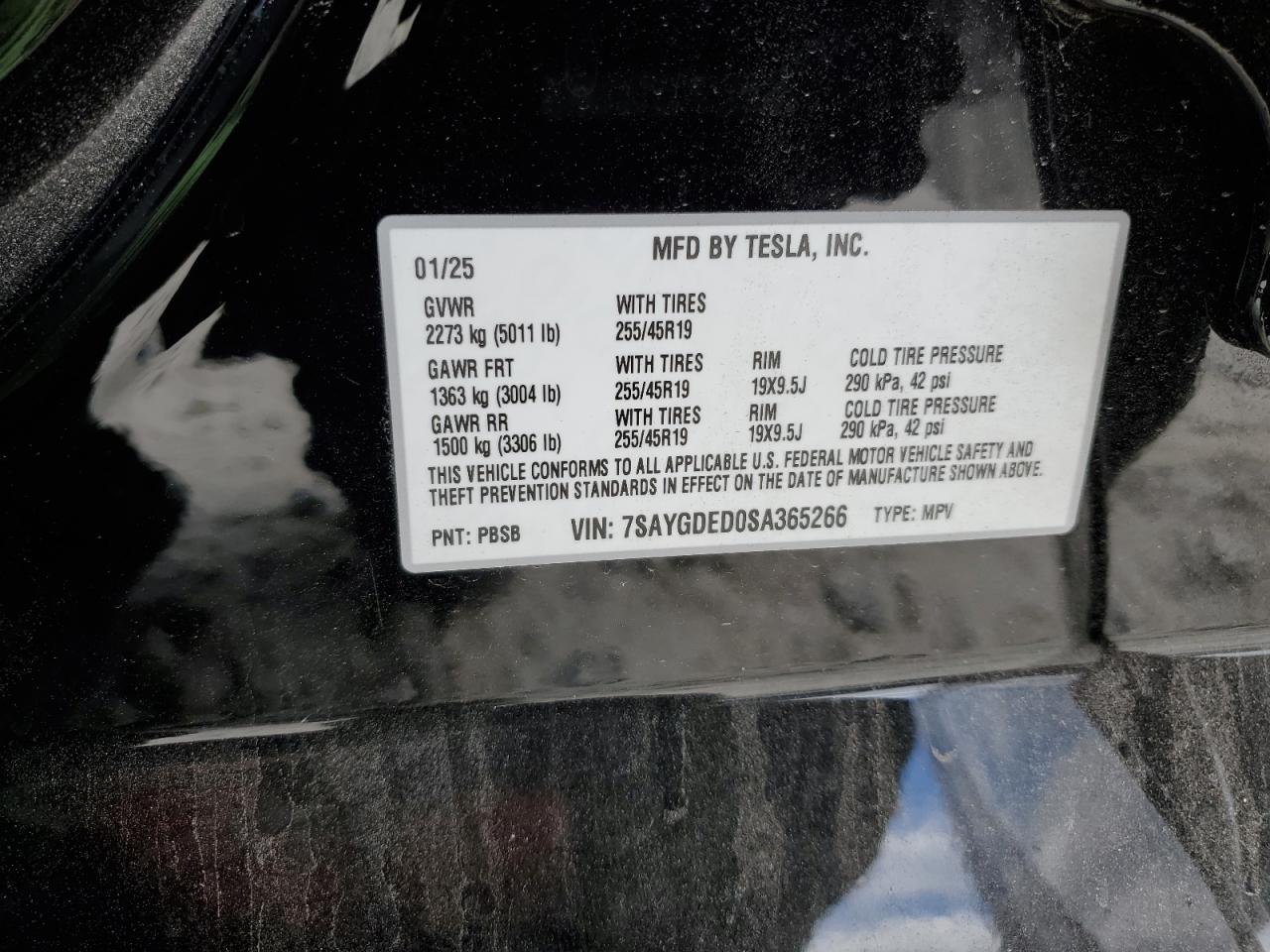 2025 Tesla Model Y VIN: 7SAYGDED0SA365266 Lot: 86312065