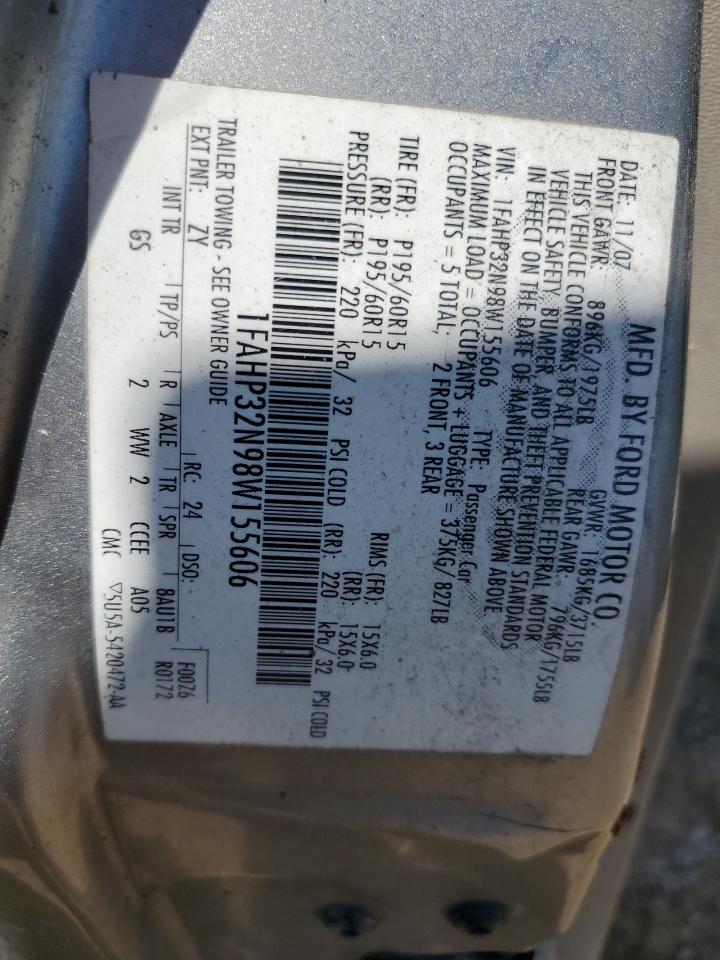 2008 Ford Focus S/Se VIN: 1FAHP32N98W155606 Lot: 85767685