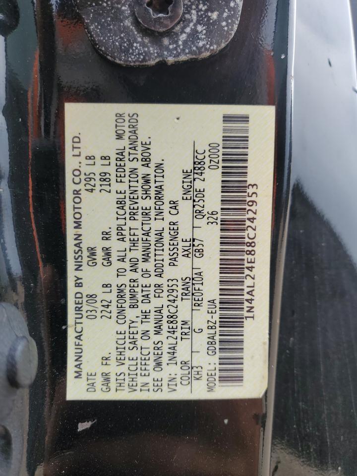 2008 Nissan Altima 2.5S VIN: 1N4AL24E88C242953 Lot: 86488345