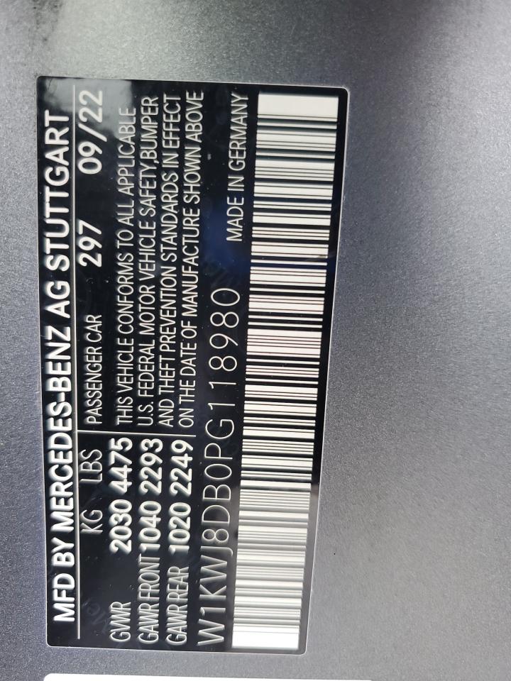 2023 Mercedes-Benz C 300 VIN: W1KWJ8DB0PG118980 Lot: 85576075