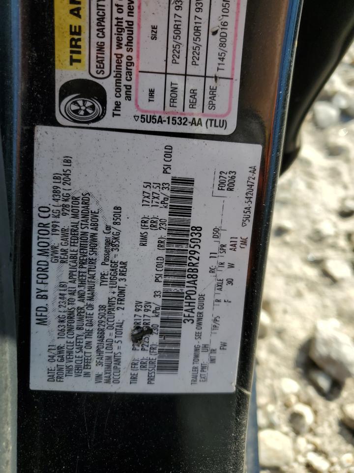 2011 Ford Fusion Sel VIN: 3FAHP0JA8BR295038 Lot: 84958525