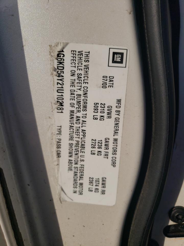 2001 Cadillac Deville VIN: 1G6KD54Y21U102181 Lot: 82596465