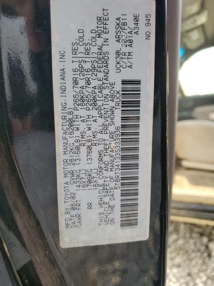 2003 Toyota Tundra Access Cab Sr5 VIN: 5TBRT34133S333936 Lot: 86595115