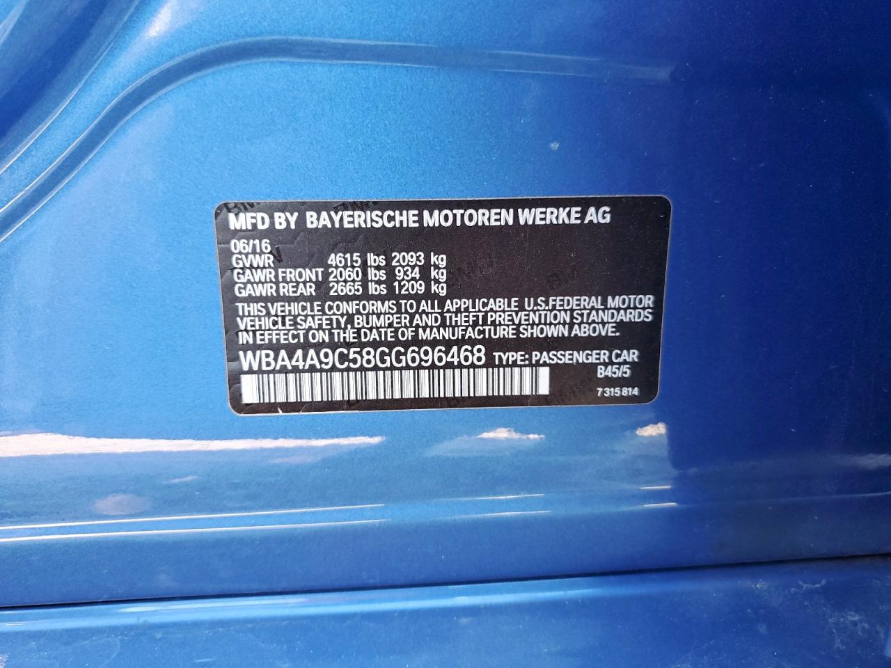 2016 BMW 428 I Gran Coupe Sulev VIN: WBA4A9C58GG696468 Lot: 90381015