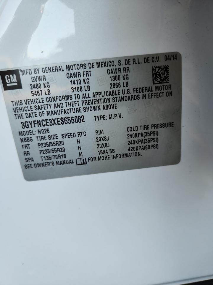 2014 Cadillac Srx Performance Collection VIN: 3GYFNCE3XES655082 Lot: 85649705