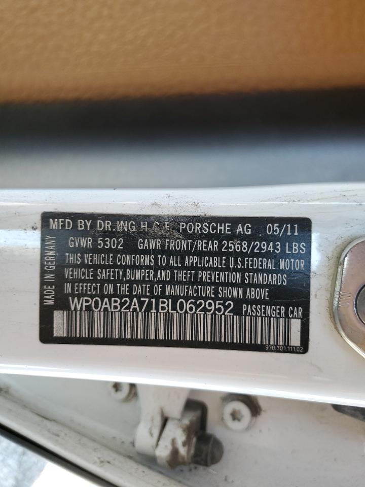 2011 Porsche Panamera S VIN: WP0AB2A71BL062952 Lot: 84284455