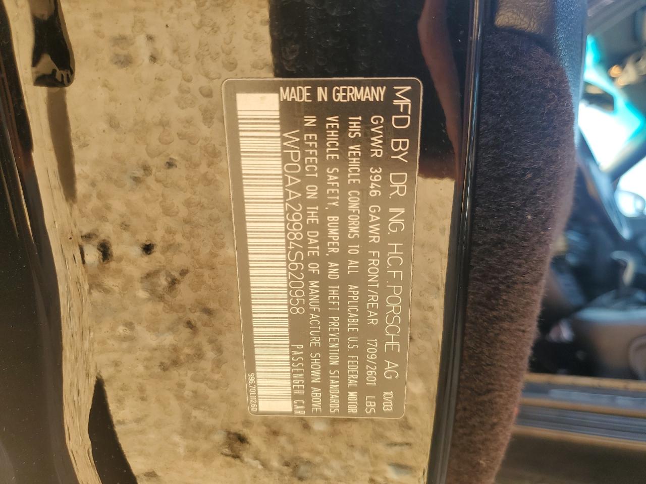 2004 Porsche 911 Carrera 2 VIN: WP0AA29984S620958 Lot: 82236305