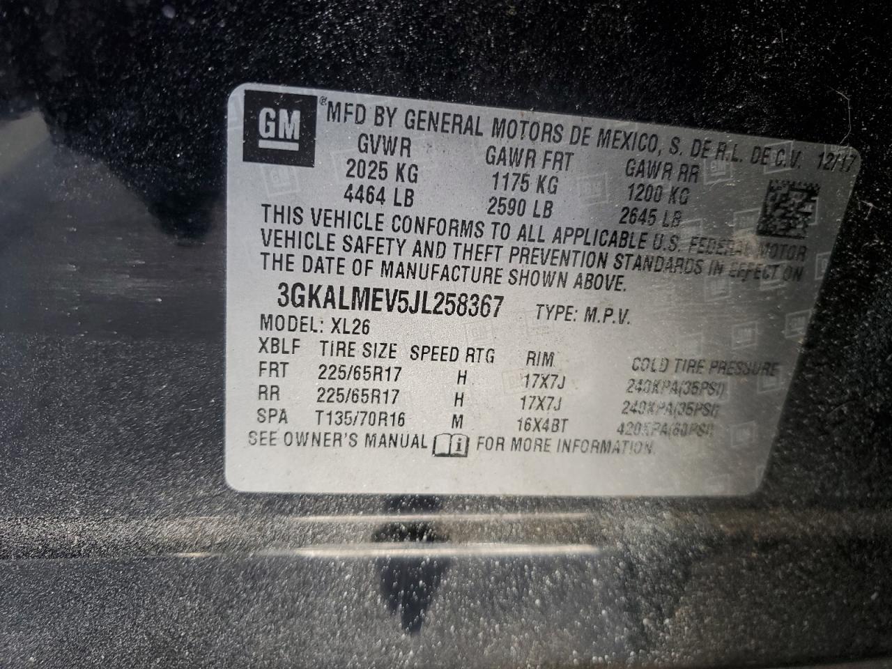 2018 GMC Terrain Sle VIN: 3GKALMEV5JL258367 Lot: 82343985