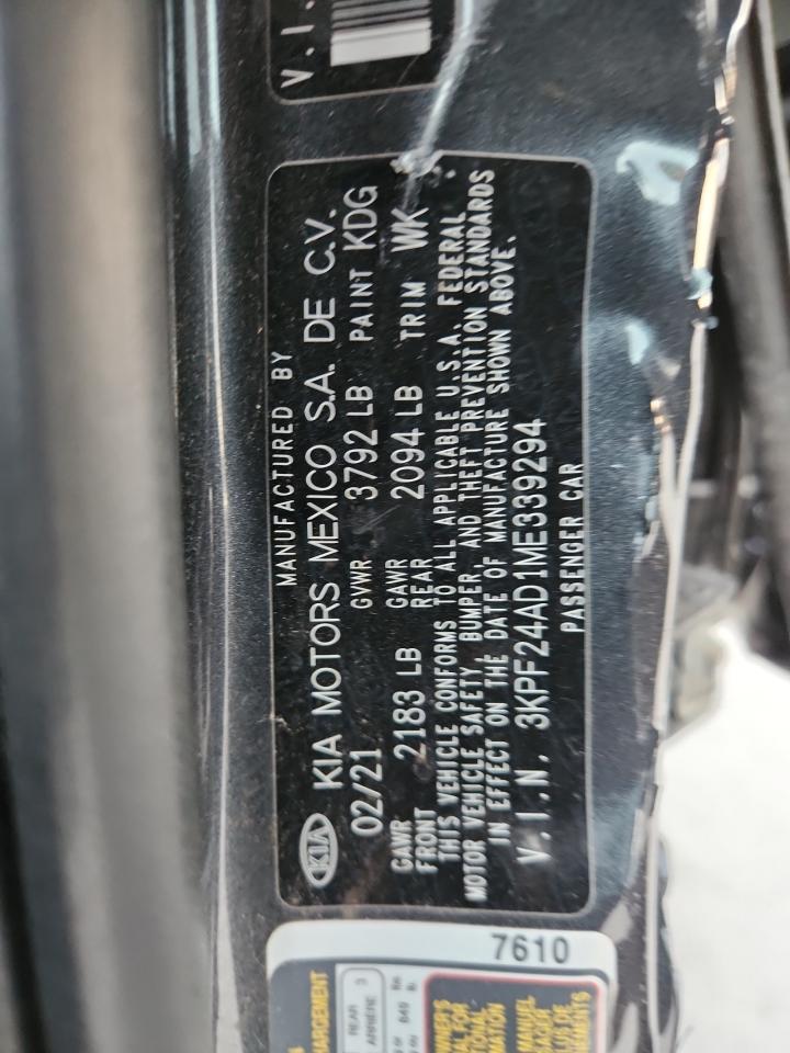2021 Kia Forte Fe VIN: 3KPF24AD1ME339294 Lot: 86846325