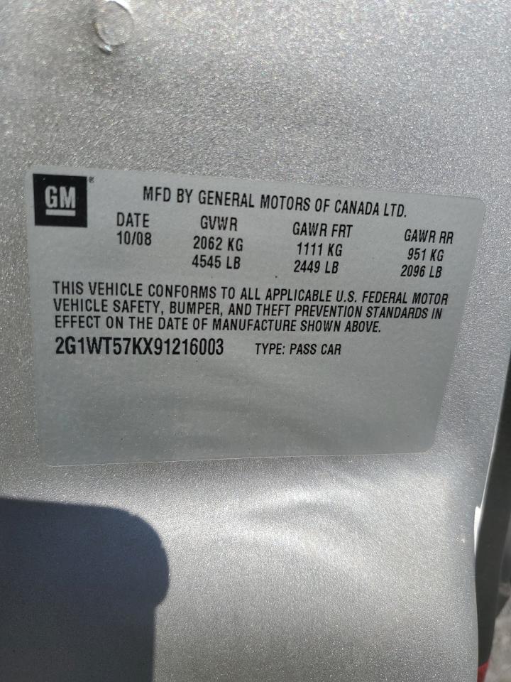 2009 Chevrolet Impala 1Lt VIN: 2G1WT57KX91216003 Lot: 87273775