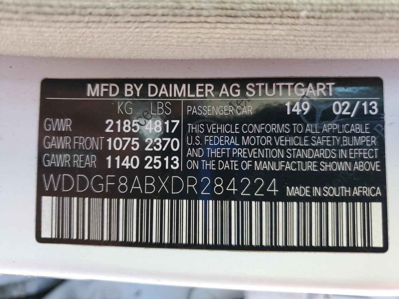 2013 Mercedes-Benz C 300 4Matic VIN: WDDGF8ABXDR284224 Lot: 87013245